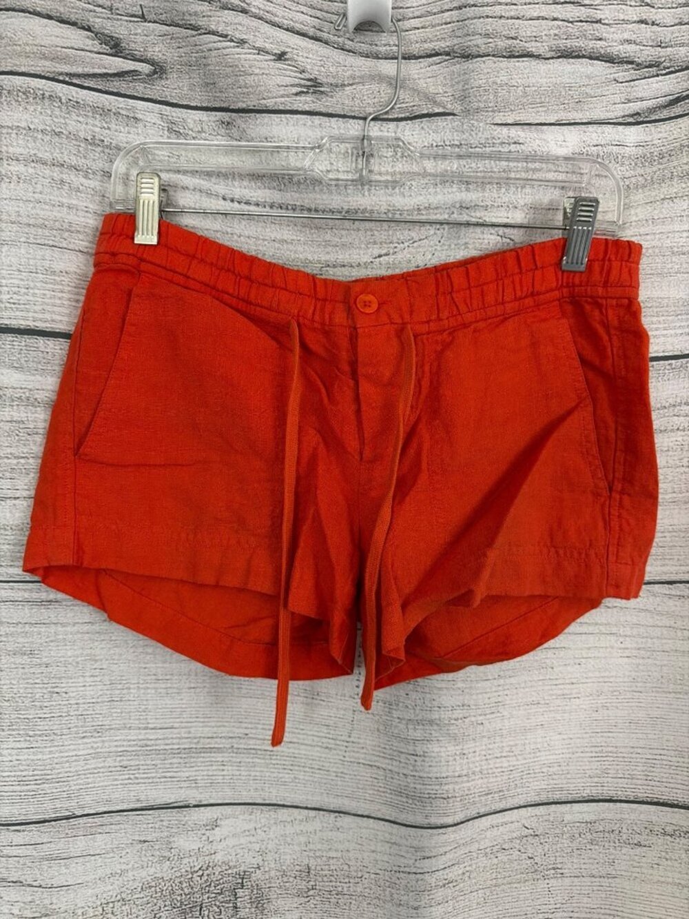 Vince Red/Orange Linen Drawstring Elastic Waist Shorts Size XS